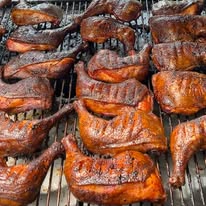 Smoked chicken on the pit
